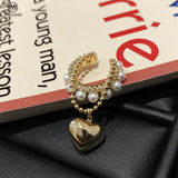 Heart Clip Earrings for Women Zircon Pearl No Piercing Ear Jewelry