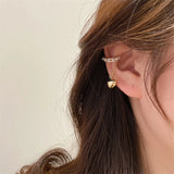 Heart Clip Earrings for Women Zircon Pearl No Piercing Ear Jewelry