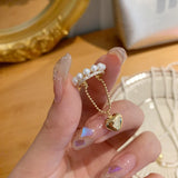 Heart Clip Earrings for Women Zircon Pearl No Piercing Ear Jewelry