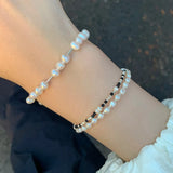 Freshwater Pearl Bracelet Metal Heart Beads Bangles Jewelry