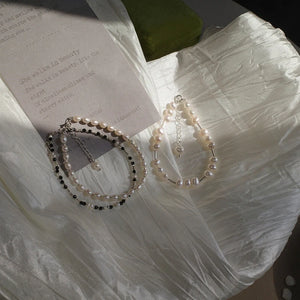 Freshwater Pearl Bracelet Metal Heart Beads Bangles Jewelry