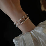 Freshwater Pearl Bracelet Metal Heart Beads Bangles Jewelry