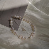 Freshwater Pearl Bracelet Metal Heart Beads Bangles Jewelry