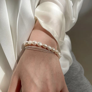 Freshwater Pearl Bracelet Silver Chain Bangle