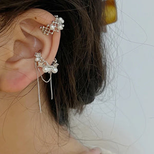 Zircon Tassel Clip Earrings Set Wedding Ear Jewelry