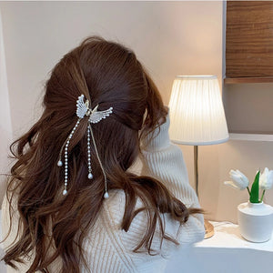 Pearl Wings Hair Claws Tassel Crab Clip Headwear