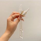Pearl Wings Hair Claws Tassel Crab Clip Headwear