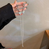 Rhinestone Butterfly Ear Clip Crystal Tassel No Piercing Cartilage Jewelry