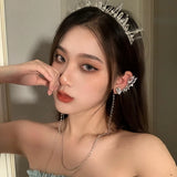 Rhinestone Butterfly Ear Clip Crystal Tassel No Piercing Cartilage Jewelry