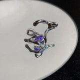 Purple Zircon Clip Earrings For Women No Piercing Ear Jewelry