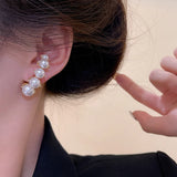 Geometric Pearls Stud Earrings for Women Girls Statement Oorbellen