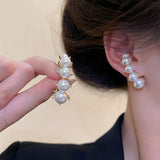 Geometric Pearls Stud Earrings for Women Girls Statement Oorbellen