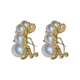 Geometric Pearls Stud Earrings for Women Girls Statement Oorbellen
