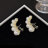 Geometric Pearls Stud Earrings for Women Girls Statement Oorbellen