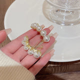 Geometric Pearls Stud Earrings for Women Girls Statement Oorbellen
