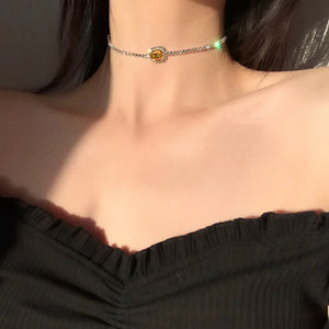 Crystal Choker Necklace Rhinestone Pendant Party Jewelry