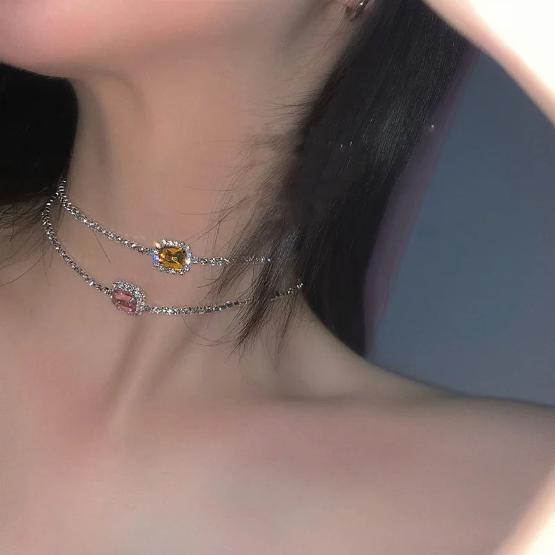 Crystal Choker Necklace Rhinestone Pendant Party Jewelry