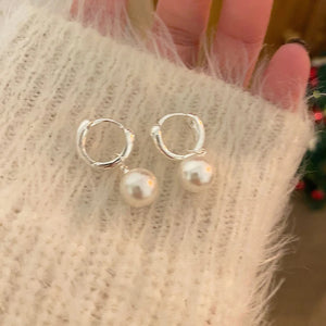 Heart Metal Pearl Pendent Hoop Earrings For Women Girls