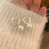 Heart Metal Pearl Pendent Hoop Earrings For Women Girls