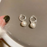 Heart Metal Pearl Pendent Hoop Earrings For Women Girls