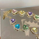 Colorful Heart Crystal Choker Rhinestone Necklace Collares