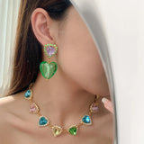 Colorful Heart Crystal Choker Rhinestone Necklace Collares
