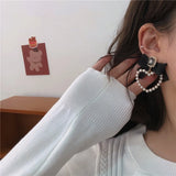 Crystal Drop Earrings Pearl Heart Jewelry
