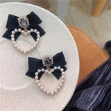 Crystal Drop Earrings Pearl Heart Jewelry