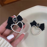Crystal Drop Earrings Pearl Heart Jewelry