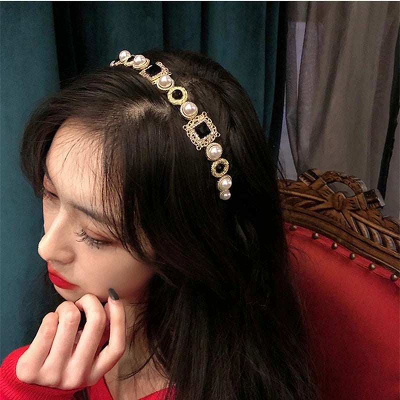 Vintage Crystal Hairbands Pearl Headwrap Party Hair Accessories