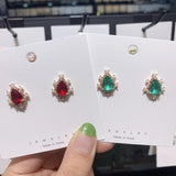 Sweet Heart Zircon Flower Circle Stud Earrings For Women