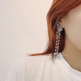 Purple Flower Tassel Earrings Sweet Butterfly Jewelry