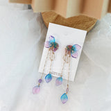 Purple Flower Tassel Earrings Sweet Butterfly Jewelry