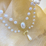Vintage Style Pearl Choker Necklace Bowknot Pendant Jewelry