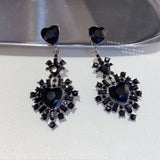Vintage Crystal Heart Drop Earrings Party Jewelry