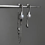 Irregular Metal Drop Earrings Asymmetric Pearl Jewelry