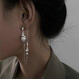 Irregular Metal Drop Earrings Asymmetric Pearl Jewelry