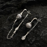 Irregular Metal Drop Earrings Asymmetric Pearl Jewelry