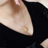 Dragon Baby Pendant Necklace with Green Zircon Choker