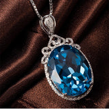 Oval Zircon Pendant Necklace Women Anniversary Jewelry