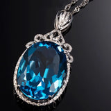 Oval Zircon Pendant Necklace Women Anniversary Jewelry