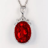 Oval Zircon Pendant Necklace Women Anniversary Jewelry