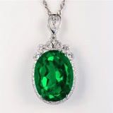 Oval Zircon Pendant Necklace Women Anniversary Jewelry