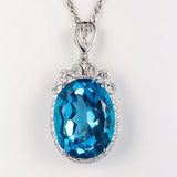 Oval Zircon Pendant Necklace Women Anniversary Jewelry