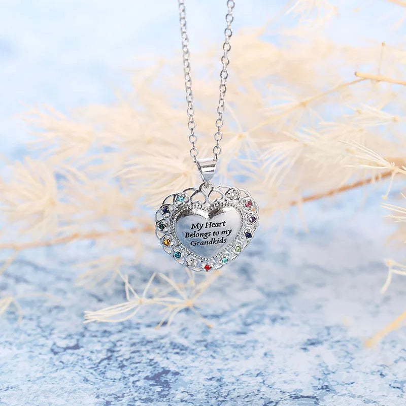 Romantic Heart Pendant Necklace Multicolor Zircon Choker Women Valentines Gift