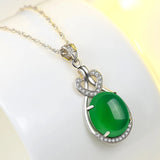 Vintage 925 Silver Choker Green Zircon Heart Pendant Necklace