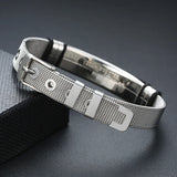 Adjustable Engravable Mesh Silver Steel Bracelet for Men Women