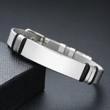 Adjustable Engravable Mesh Silver Steel Bracelet for Men Women