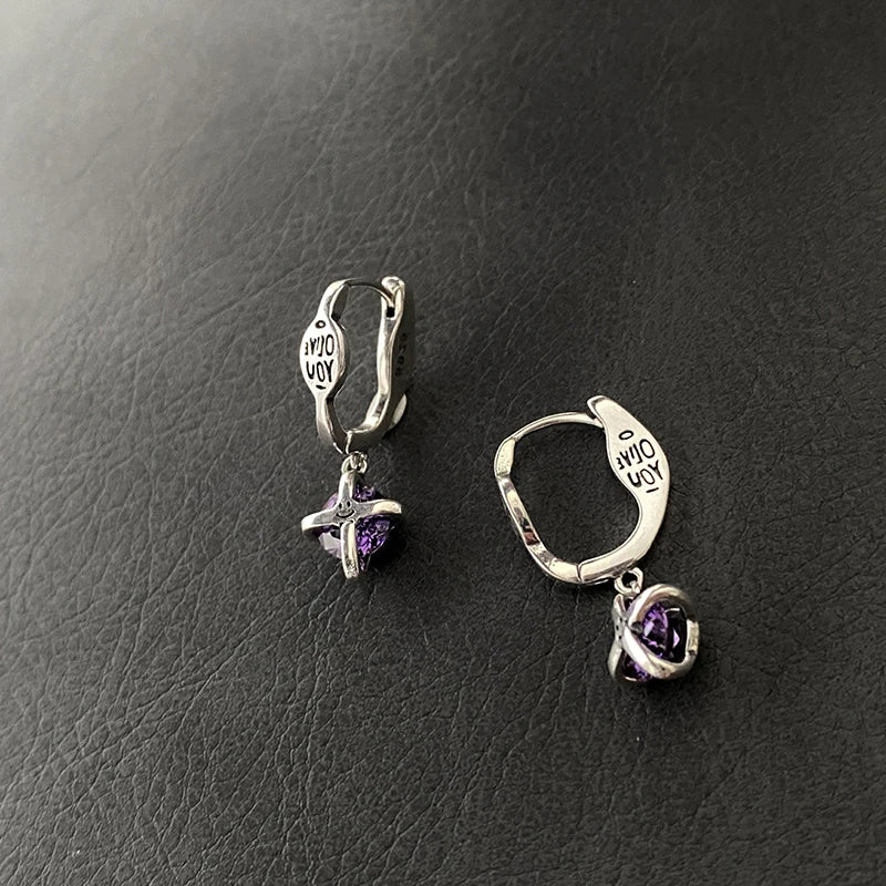Purple Zircon Earrings for Women Vintage Party Jewelry