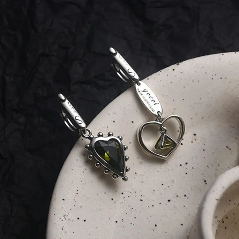Allergy-Free Silver Earrings Love Heart Zircon Jewelry